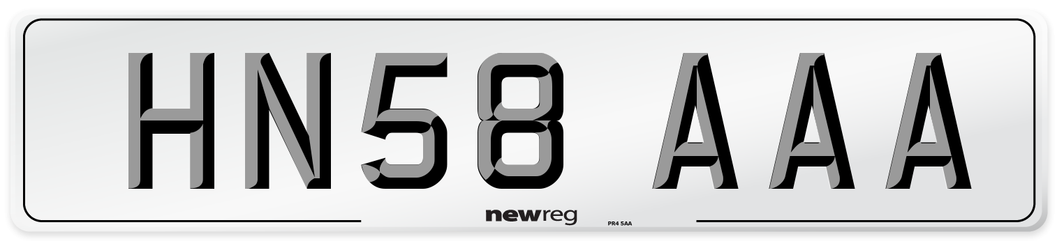 HN58 AAA Number Plate from New Reg